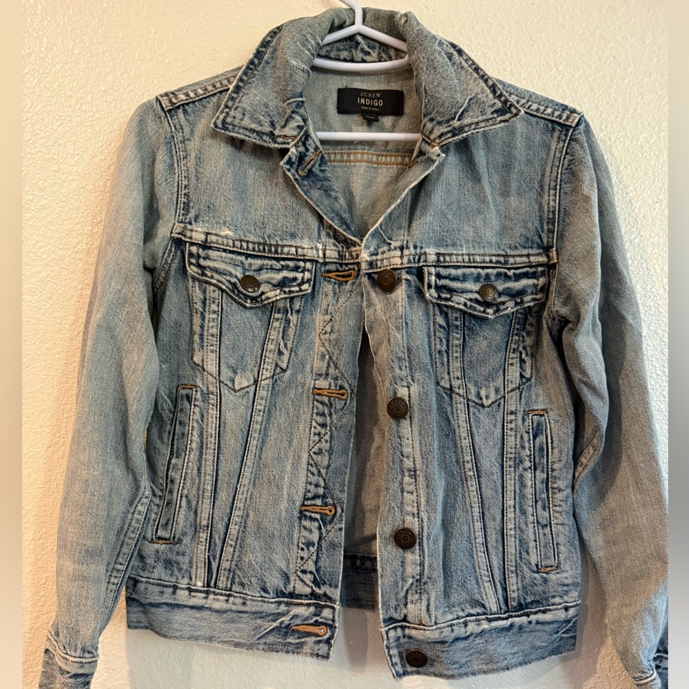 J. Crewโ indigo denim jacket.